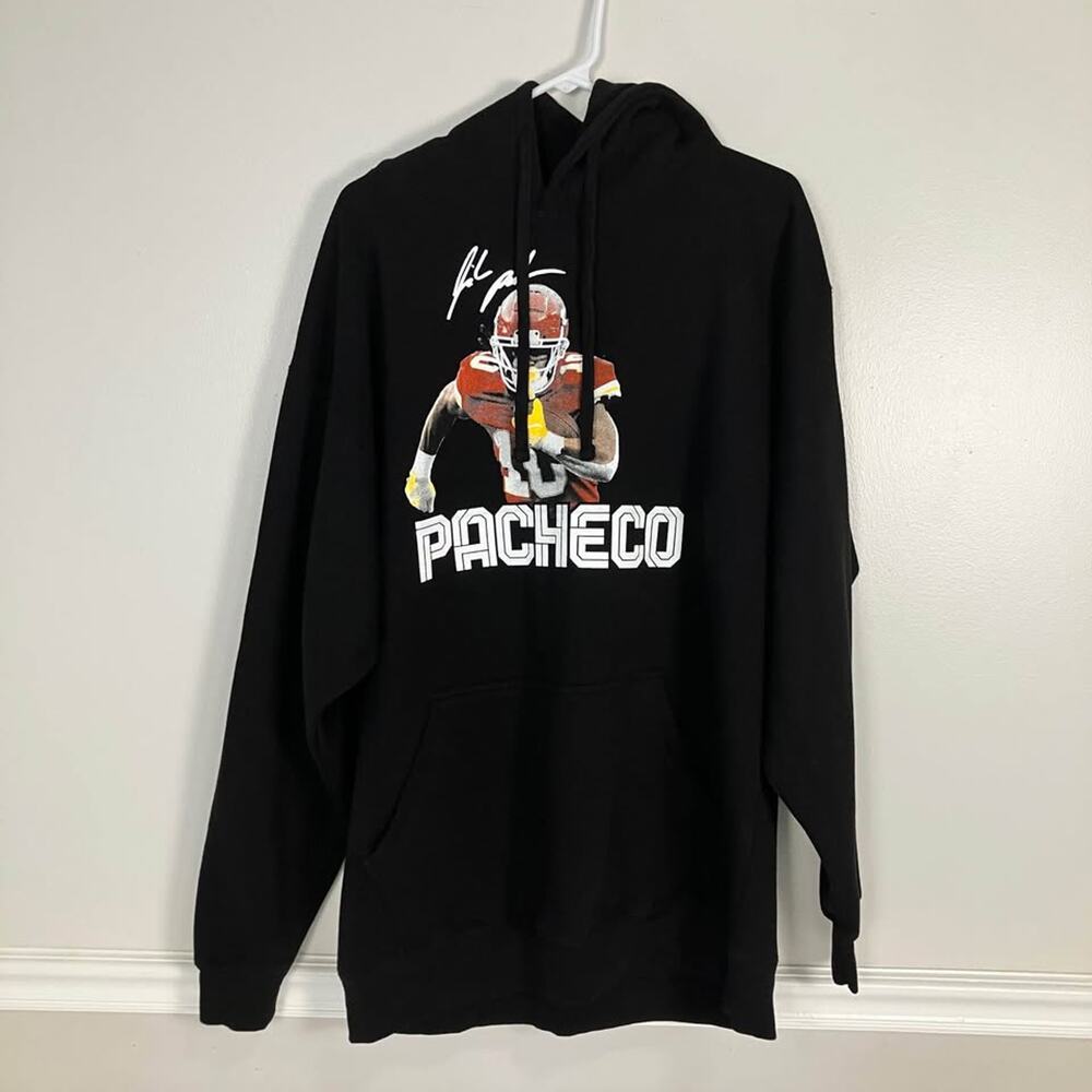 Isiah Pacheco Hoodie 10 Kansas City Chiefs Front Graphic Jersey Sweatshirt XL